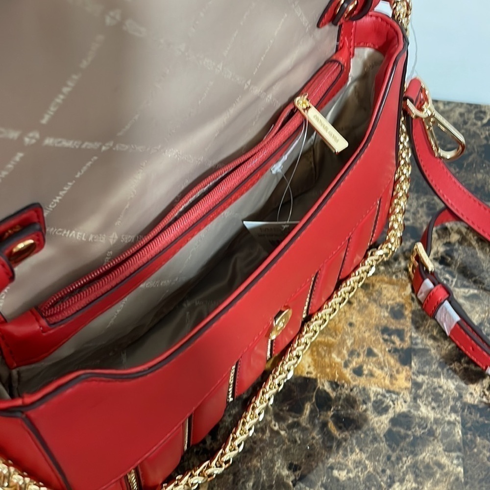 Michael Kors ❤️ chain link red shoulder bag crossbody - Picture 11 of 14